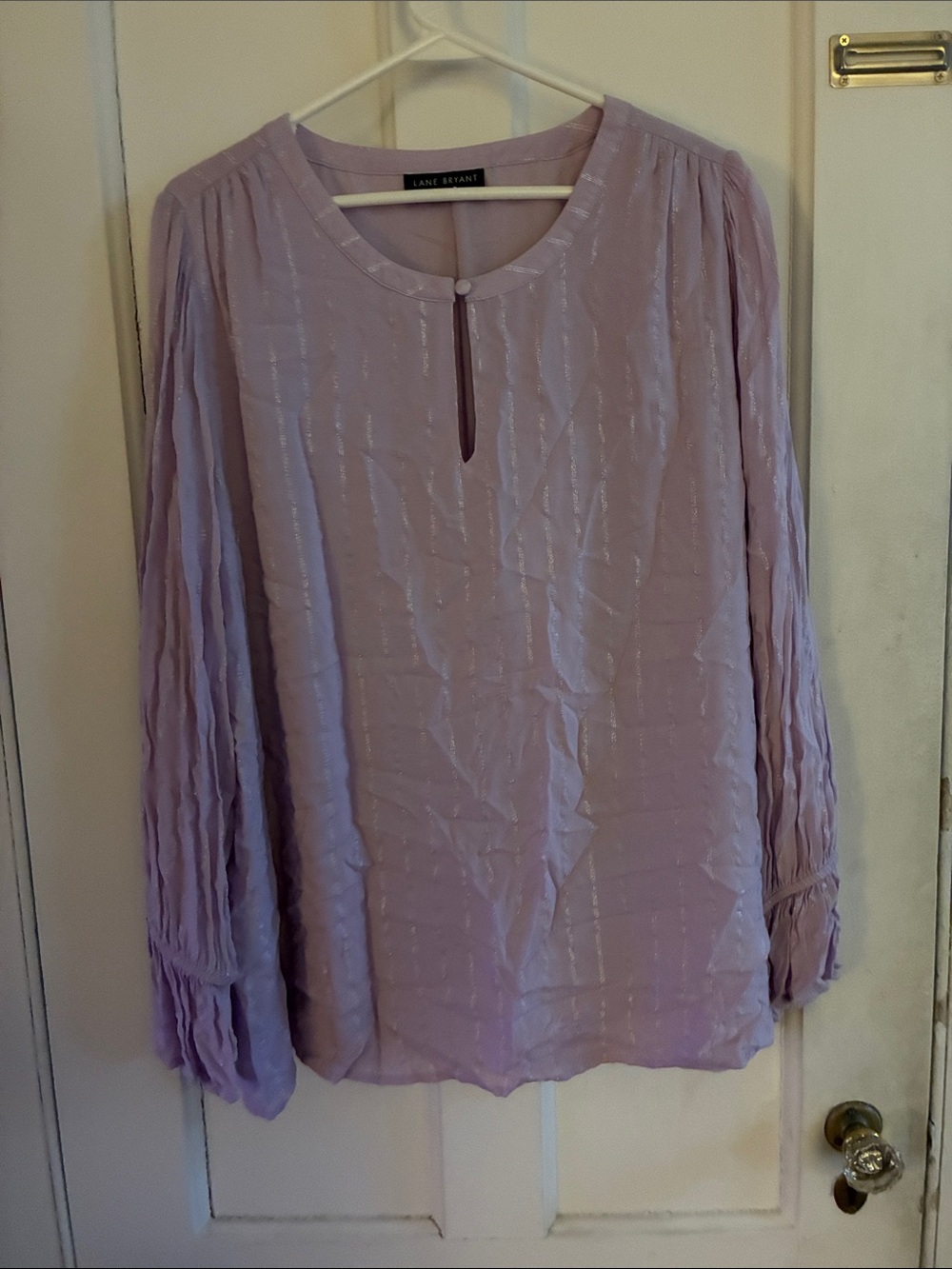 Lane Bryant Lavender Shimmer Peasant Top